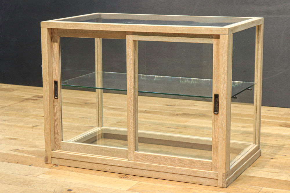 小振りな木製 ガラスケース 木枠 展示ケース - ガラスケース 
