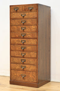 華やかな杢目模様と持ち手金具が素敵な小箪笥 BB2334