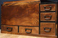 黒柿をアクセントにした欅杢目の美しい関東火鉢 BB2878