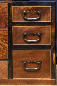 黒柿をアクセントにした欅杢目の美しい関東火鉢 BB2878