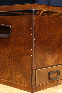 黒柿をアクセントにした欅杢目の美しい関東火鉢 BB2878