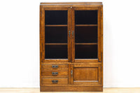 モールガラスがお洒落な観音扉の大型サイズ本棚 BB2977