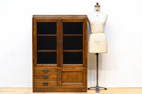 モールガラスがお洒落な観音扉の大型サイズ本棚 BB2977