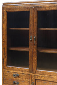 モールガラスがお洒落な観音扉の大型サイズ本棚 BB2977