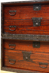 縁起の良い大型金具で凛とした威厳を放つ極上佐渡半櫃(はんがい) BB3054-MT