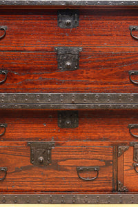 縁起の良い大型金具で凛とした威厳を放つ極上佐渡半櫃(はんがい) BB3054-MT