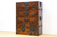 美麗な杢目に和モダンな装飾金具で絢爛豪華な庄内衣裳箪笥 BB3055-MT