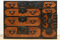 極上!! 華やかな欅杢目に龍虎金具が映える仙台衣裳箪笥 BB3062