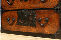 極上!! 華やかな欅杢目に龍虎金具が映える仙台衣裳箪笥 BB3062