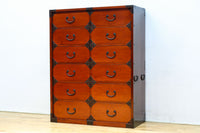 引き出し内部にまで黒漆を施した上質な庄内収納箪笥 BB3113