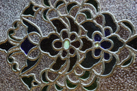 国産ステンドグラスが煌めく魅力的な造りのライティングビューロー BB3114