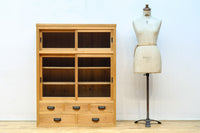 幅900ミリ!! 温かみのある木地色のレトロガラスケース BB3115