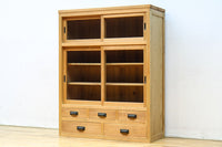 幅900ミリ!! 温かみのある木地色のレトロガラスケース BB3115