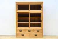 幅900ミリ!! 温かみのある木地色のレトロガラスケース BB3115