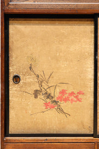 歴史ある味わい深いふすま絵の飛騨地方茶箪笥 BB3116