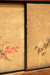 歴史ある味わい深いふすま絵の飛騨地方茶箪笥 BB3116