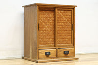 極上全面タモ材‼ 木地色の優しい風合いをした網代戸の小箪笥 BB3122