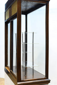 タイル細工を施したレトロ感溢れる稀少アンバー色ガラス4面ショーケース BB3124