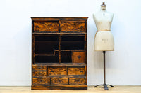 正面に黒柿、三方に欅を惜しみなく使用した高級感極上茶箪笥 BB3127