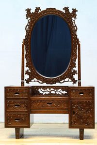 桜の彫刻模様で華やかな軽井沢彫鏡台 BB3145