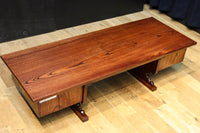 優美なけやき一枚板と印象的な脚作りで気品ある文机 BB3146