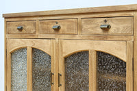 花模様のプレスガラスが可愛らしい木地色のガラスケース BB3149