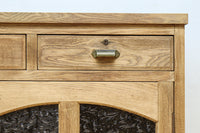 花模様のプレスガラスが可愛らしい木地色のガラスケース BB3149