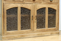 花模様のプレスガラスが可愛らしい木地色のガラスケース BB3149