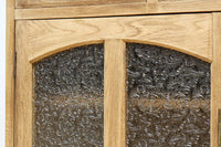 花模様のプレスガラスが可愛らしい木地色のガラスケース BB3149