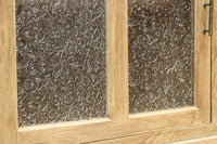 花模様のプレスガラスが可愛らしい木地色のガラスケース BB3149