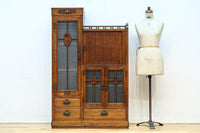 木枠デザインや蛇腹戸造りがお洒落なレトロ本棚 BB3150