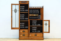 木枠デザインや蛇腹戸造りがお洒落なレトロ本棚 BB3150