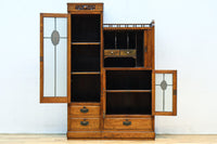 木枠デザインや蛇腹戸造りがお洒落なレトロ本棚 BB3150