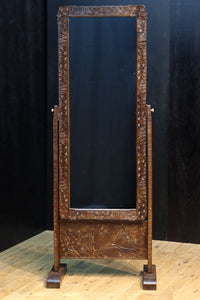 桜模様で飾られた美しい軽井沢彫りの姿見 BB3160