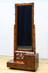 軽井沢彫りの上品な桜模様が浮かぶ鏡台 BB3164