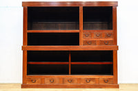 幅1960ミリ!! 四枚引き戸の壮観な造りで貫禄溢れる近江水屋箪笥 BB3173-MT