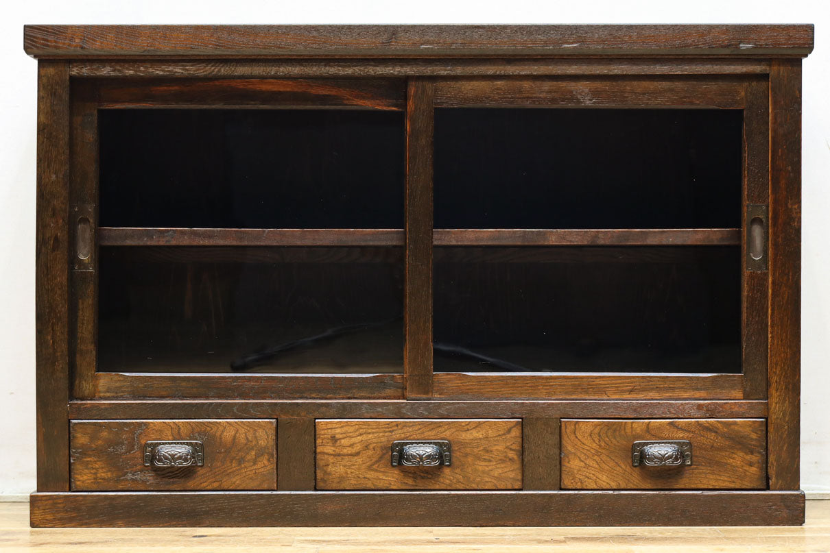 幅1076ミリ ゆらゆらガラスの温かみあるレトロガラスケース BB3178