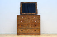 桜の木が引き出し前面に美しく描かれた軽井沢彫りの鏡台 BB3236