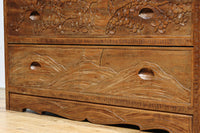 桜の木が引き出し前面に美しく描かれた軽井沢彫りの鏡台 BB3236