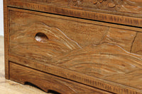 桜の木が引き出し前面に美しく描かれた軽井沢彫りの鏡台 BB3236