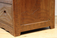 桜の木が引き出し前面に美しく描かれた軽井沢彫りの鏡台 BB3236