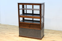 昭和レトロ!! タイルの細工がお洒落なオークガラスケース BB3237