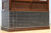 昭和レトロ!! タイルの細工がお洒落なオークガラスケース BB3237