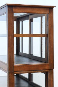 昭和レトロ!! タイルの細工がお洒落なオークガラスケース BB3237