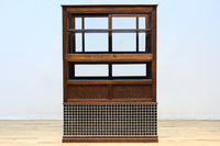 昭和レトロ!! タイルの細工がお洒落なオークガラスケース BB3237