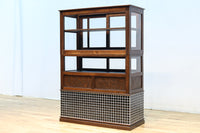昭和レトロ!! タイルの細工がお洒落なオークガラスケース BB3237