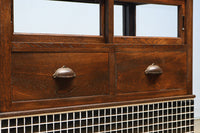 昭和レトロ!! タイルの細工がお洒落なオークガラスケース BB3237