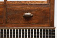 昭和レトロ!! タイルの細工がお洒落なオークガラスケース BB3237