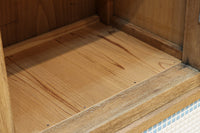 木地色に扉デザインも素敵なアールデコ調レトロガラスケース BB3248