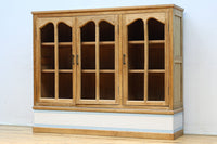 木地色に扉デザインも素敵なアールデコ調レトロガラスケース BB3248
